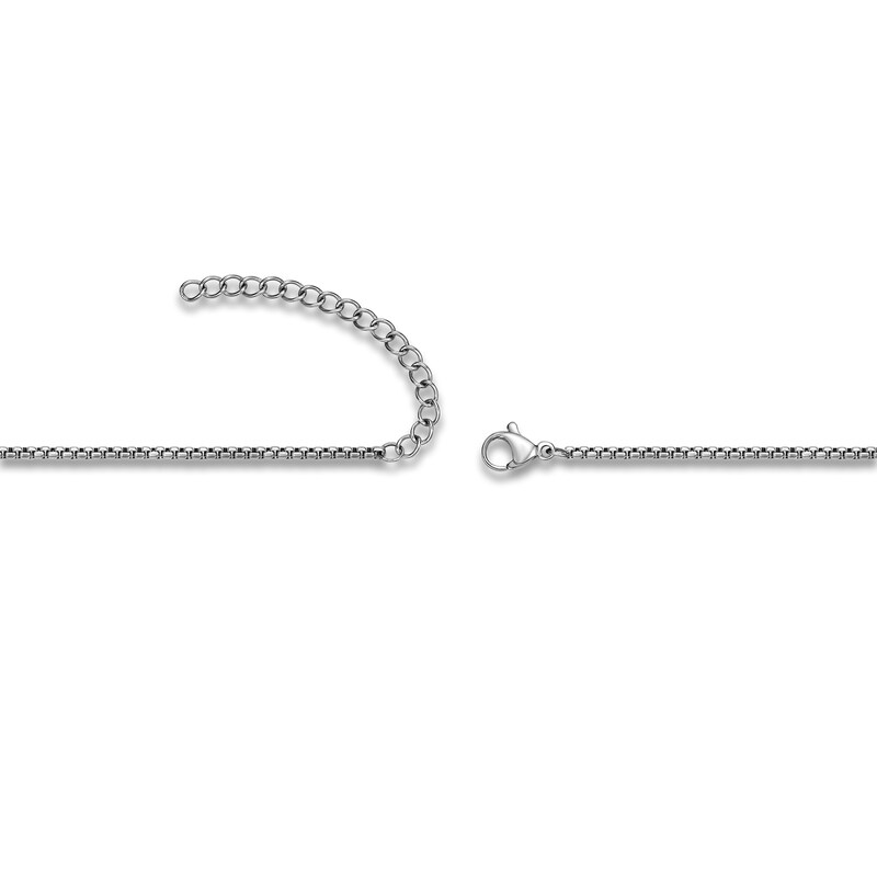 Main Image 4 of Men's Natural Mother-of-Pearl & Black Spinel Necklace Stainless Steel 24"