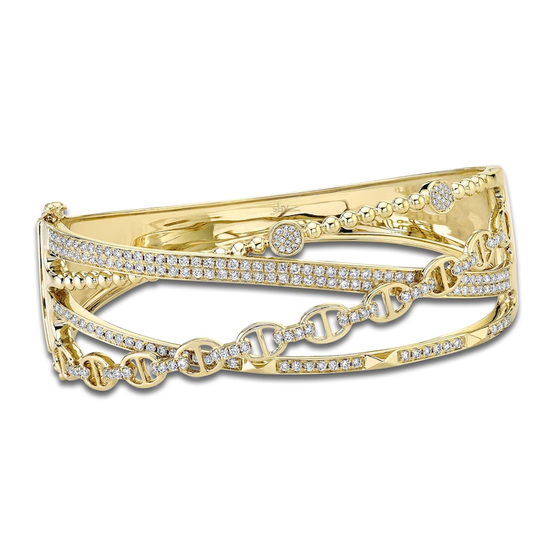 Main Image 1 of Shy Creation Diamond Crossover Bangle Bracelet 1-1/2 ct tw 14K Yellow Gold SC55021370ZS