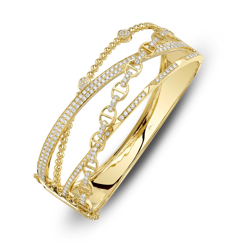 Main Image 2 of Shy Creation Diamond Crossover Bangle Bracelet 1-1/2 ct tw 14K Yellow Gold SC55021370ZS