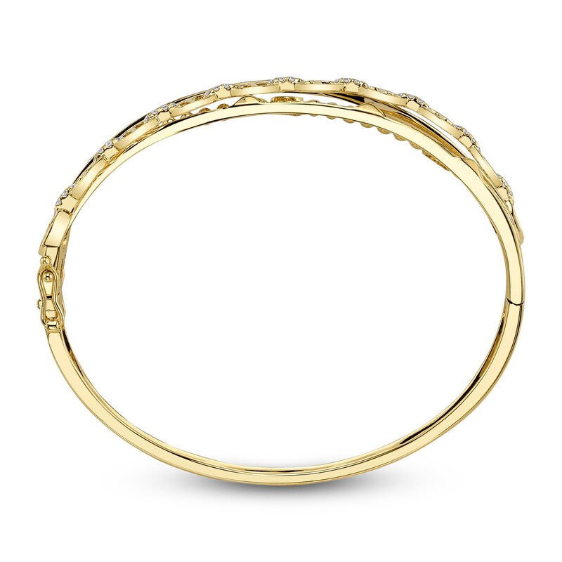 Main Image 3 of Shy Creation Diamond Crossover Bangle Bracelet 1-1/2 ct tw 14K Yellow Gold SC55021370ZS