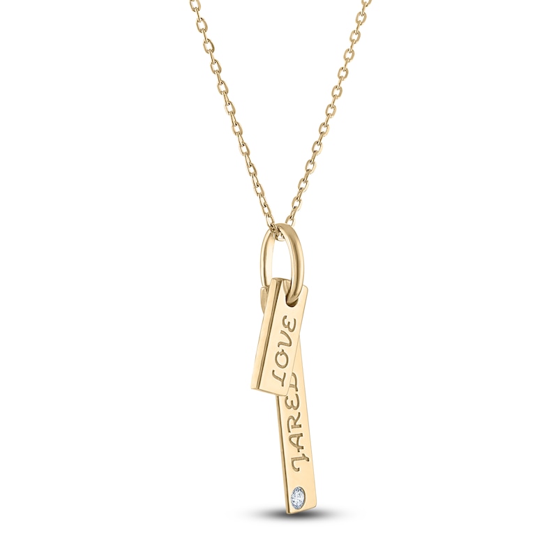 Main Image 2 of Diamond Accent Engravable Double Bar Necklace 14K Yellow Gold 18"