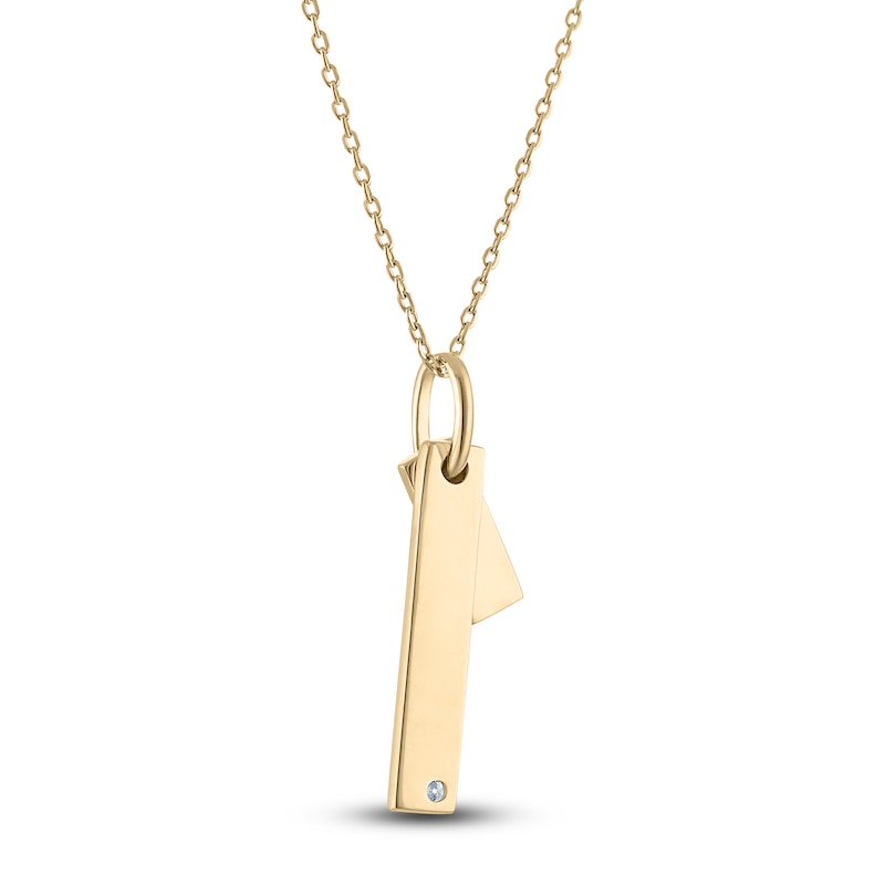 Main Image 3 of Diamond Accent Engravable Double Bar Necklace 14K Yellow Gold 18"