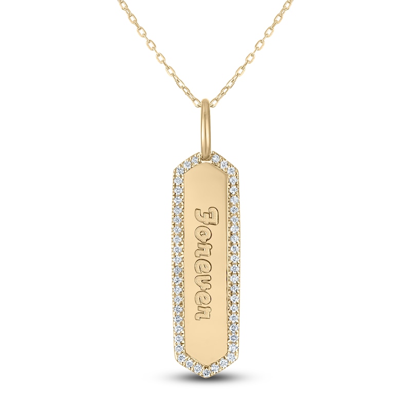 Main Image 1 of Diamond Engravable Bar Necklace 1/5 ct tw 14K Yellow Gold 18"