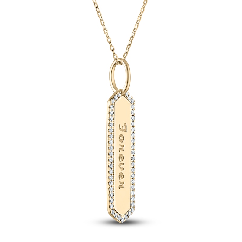 Main Image 2 of Diamond Engravable Bar Necklace 1/5 ct tw 14K Yellow Gold 18"