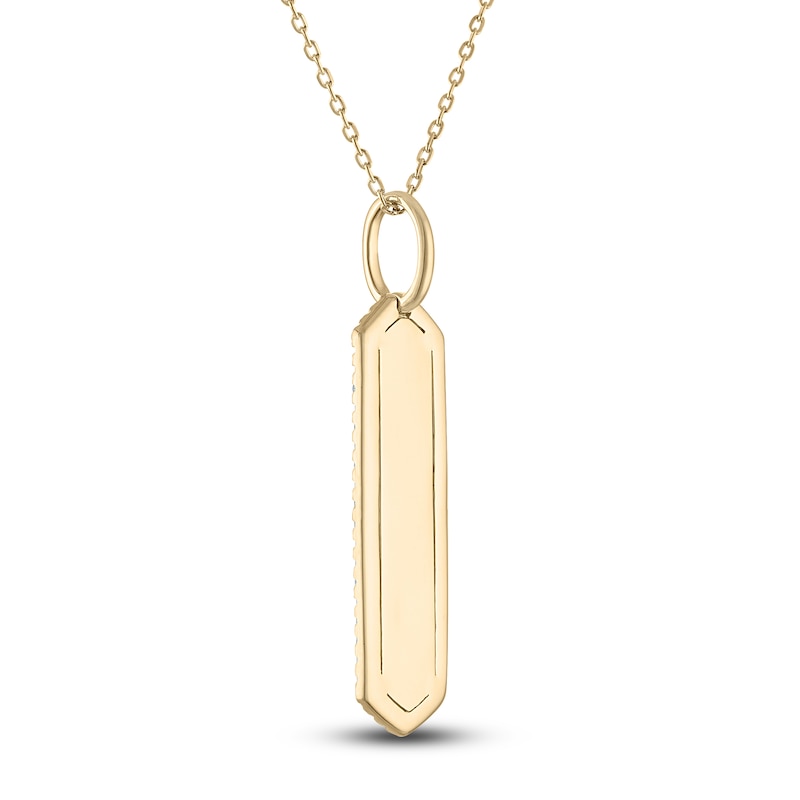 Main Image 3 of Diamond Engravable Bar Necklace 1/5 ct tw 14K Yellow Gold 18"