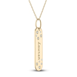 Diamond Engravable Tag Necklace 1/20 ct tw 14K Yellow Gold 18"