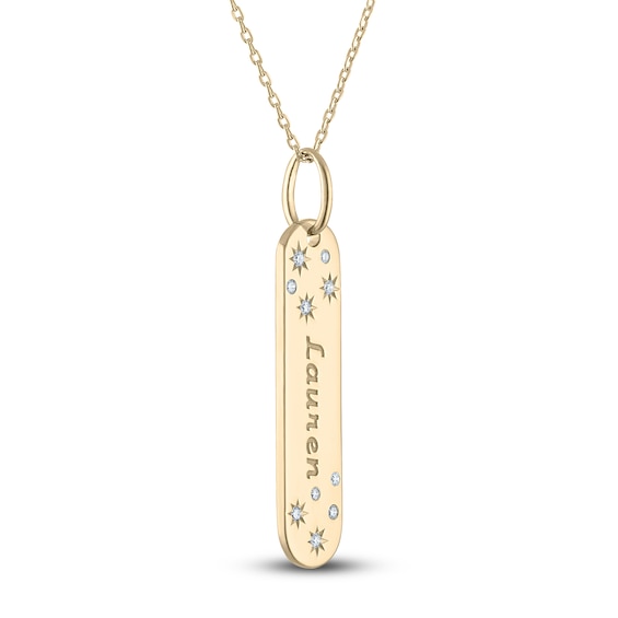 Diamond Engravable Tag Necklace 1/20 ct tw 14K Yellow Gold 18"