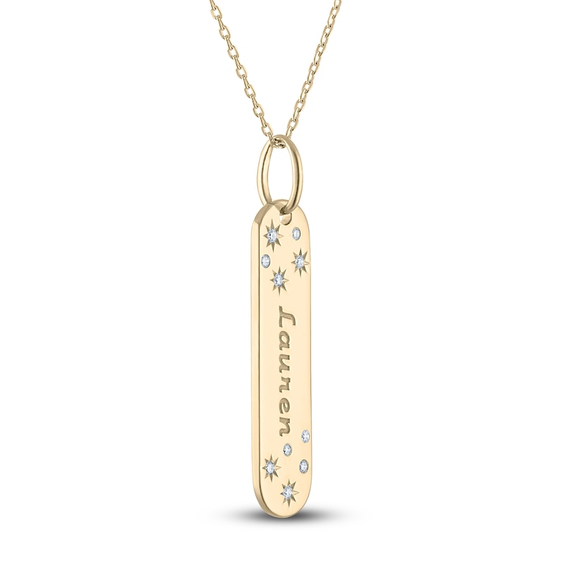 Main Image 1 of Diamond Engravable Tag Necklace 1/20 ct tw 14K Yellow Gold 18"