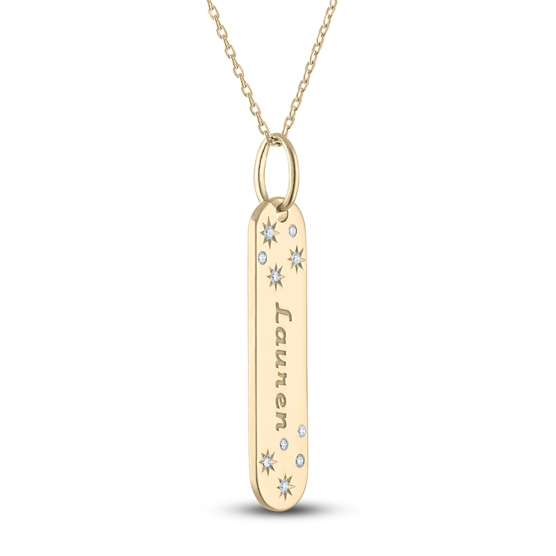 Main Image 2 of Diamond Engravable Tag Necklace 1/20 ct tw 14K Yellow Gold 18"
