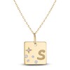 Thumbnail Image 1 of Diamond Engravable Square Initial Necklace 1/20 ct tw 14K Yellow Gold 18"