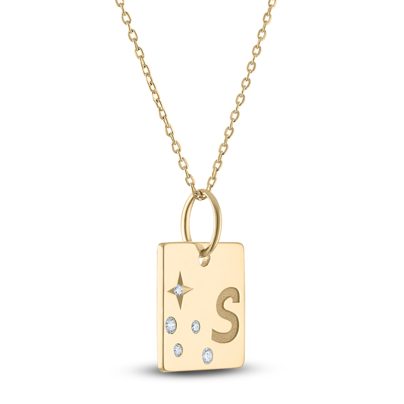 Main Image 2 of Diamond Engravable Square Initial Necklace 1/20 ct tw 14K Yellow Gold 18"