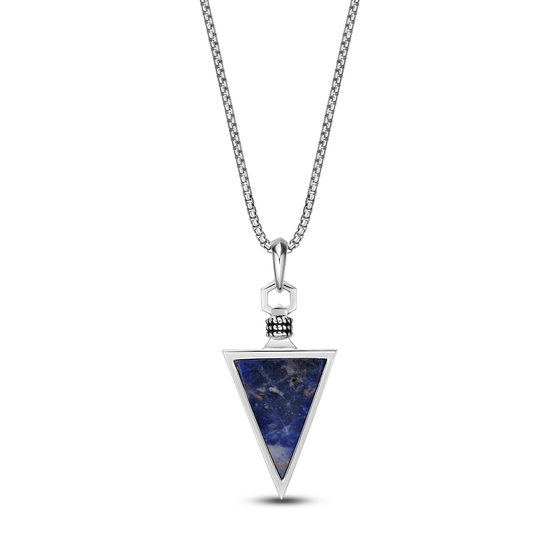 Main Image 3 of Men's Natural Sodalite Arrowhead Necklace Sterling Silver 24"