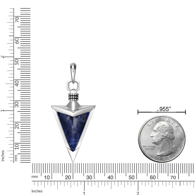 Main Image 5 of Men's Natural Sodalite Arrowhead Necklace Sterling Silver 24"