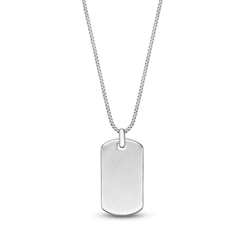 Main Image 3 of Men's Natural Black Spinel Dog Tag Necklace Sterling Silver 24"