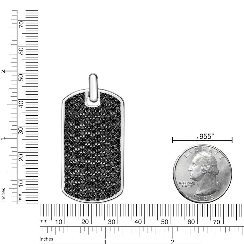 Main Image 5 of Men's Natural Black Spinel Dog Tag Necklace Sterling Silver 24"