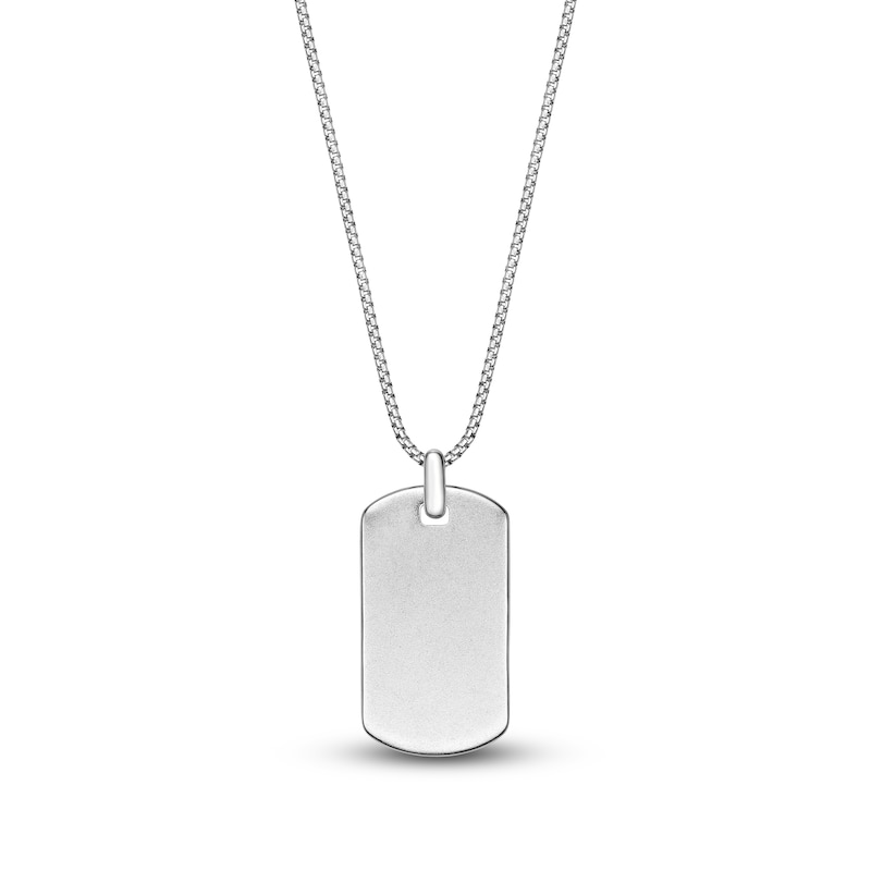 Main Image 3 of Men's Blue Lab-Created Sapphire Dog Tag Necklace Sterling Silver 24"