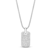 Thumbnail Image 1 of Men's White Lab-Created Sapphire Dog Tag Necklace Sterling Silver 24"