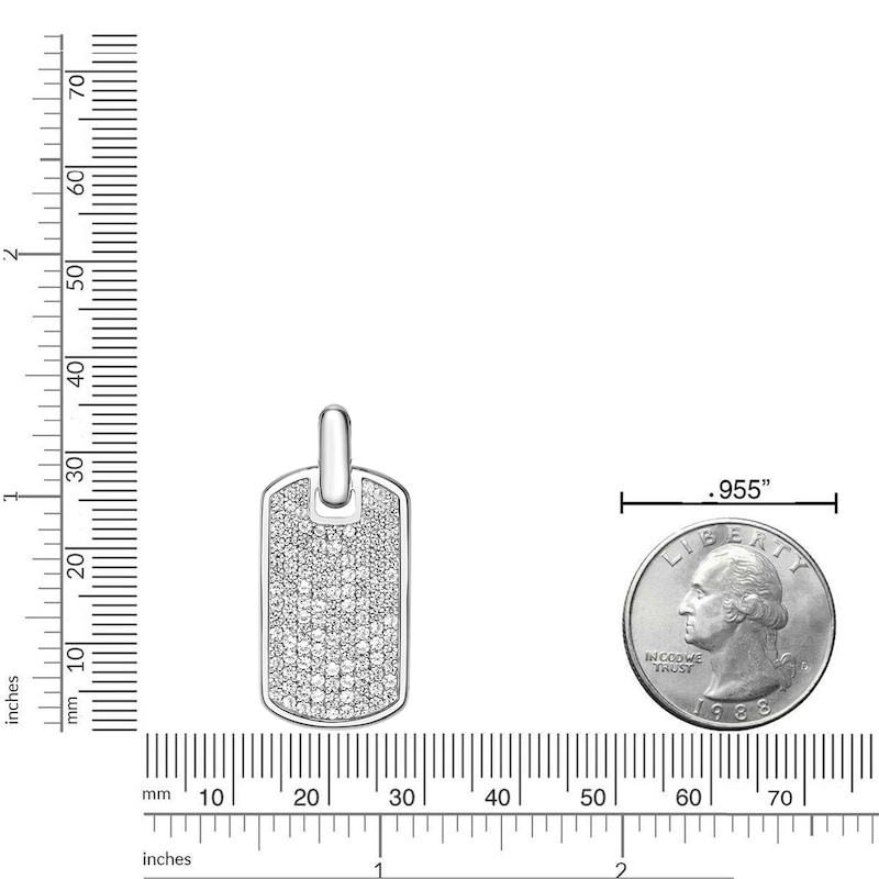 Main Image 5 of Men's White Lab-Created Sapphire Dog Tag Necklace Sterling Silver 24"