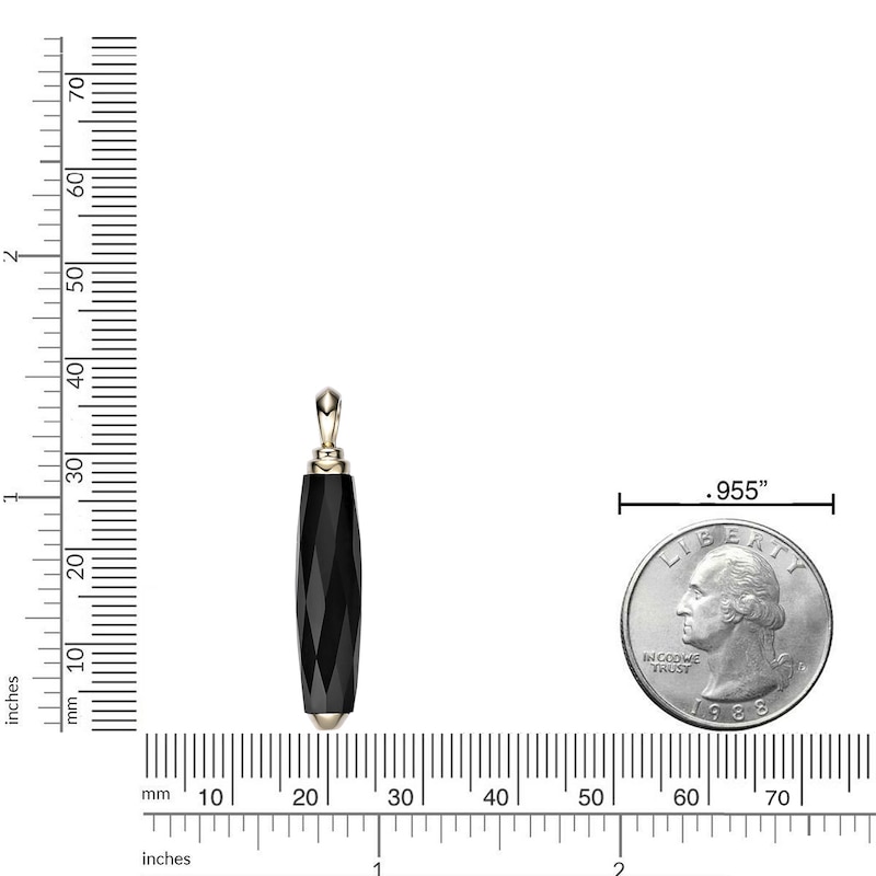 Main Image 4 of Men's Natural Black Onyx Necklace 14K Yellow Gold-Plated Sterling Silver 24"