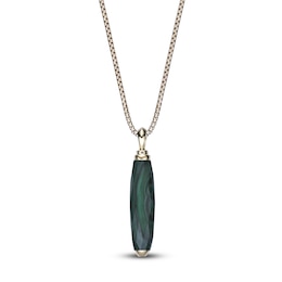 Men's Natural Malachite Necklace 14K Yellow Gold-Plated Sterling Silver 24"