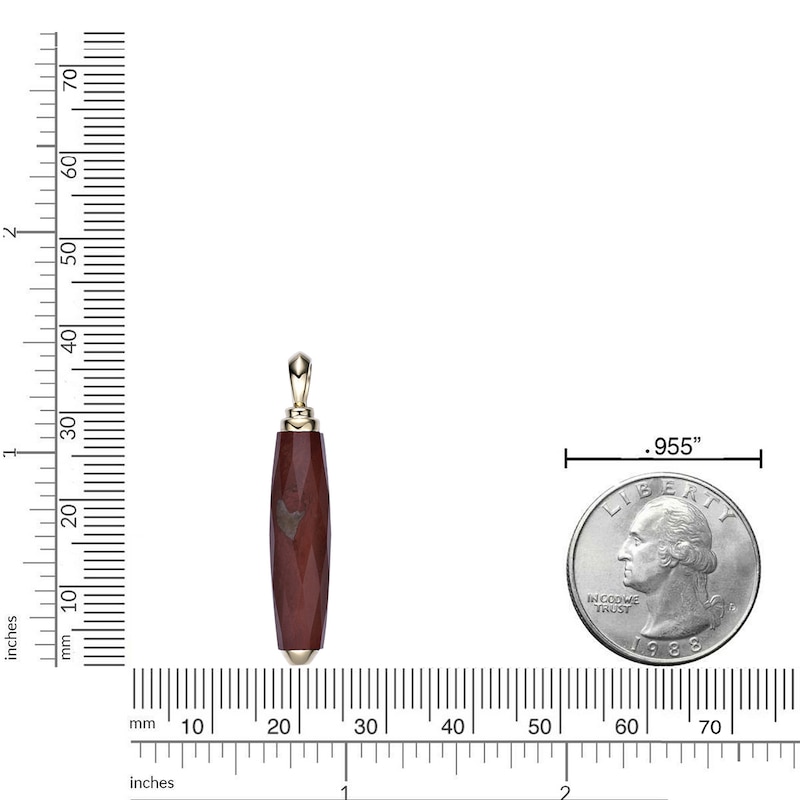 Main Image 4 of Men's Natural Red Jasper Necklace 14K Yellow Gold-Plated Sterling Silver 24"