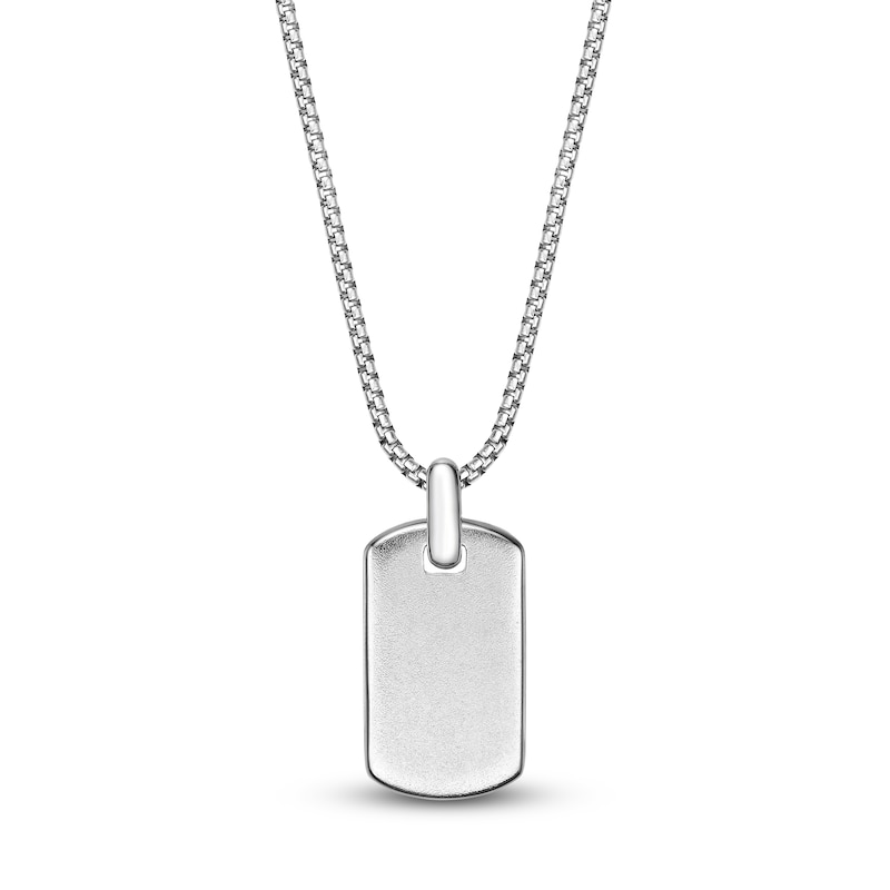 Main Image 3 of Men's Lab-Created Emerald Dog Tag Necklace Sterling Silver 24"
