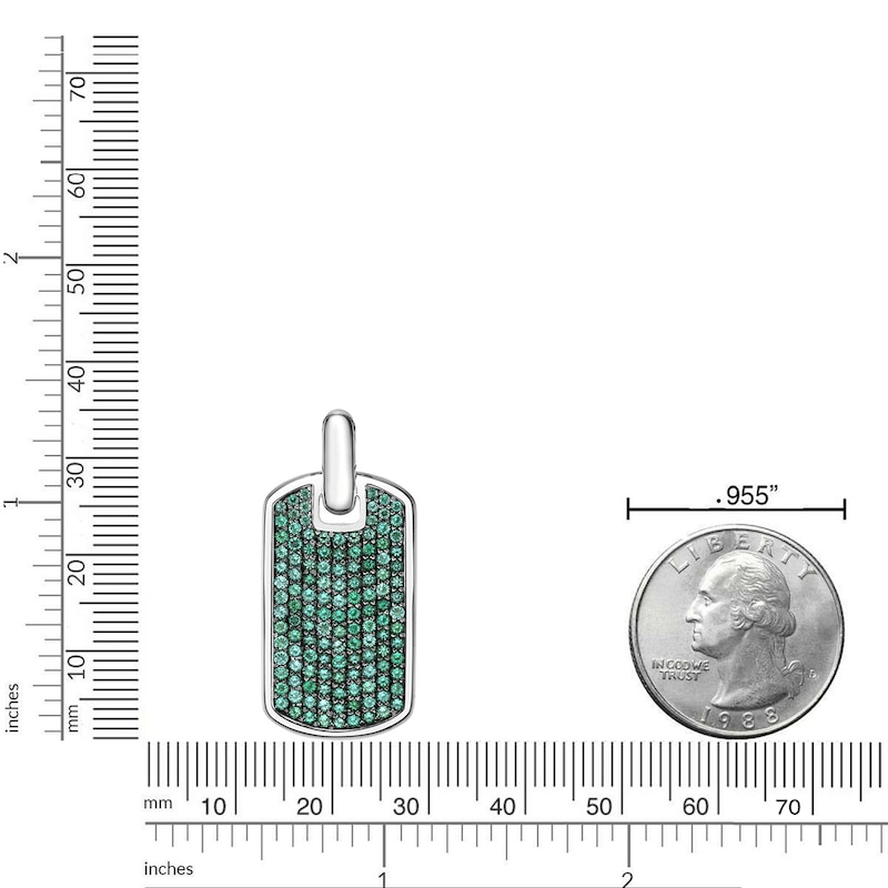 Main Image 5 of Men's Lab-Created Emerald Dog Tag Necklace Sterling Silver 24"
