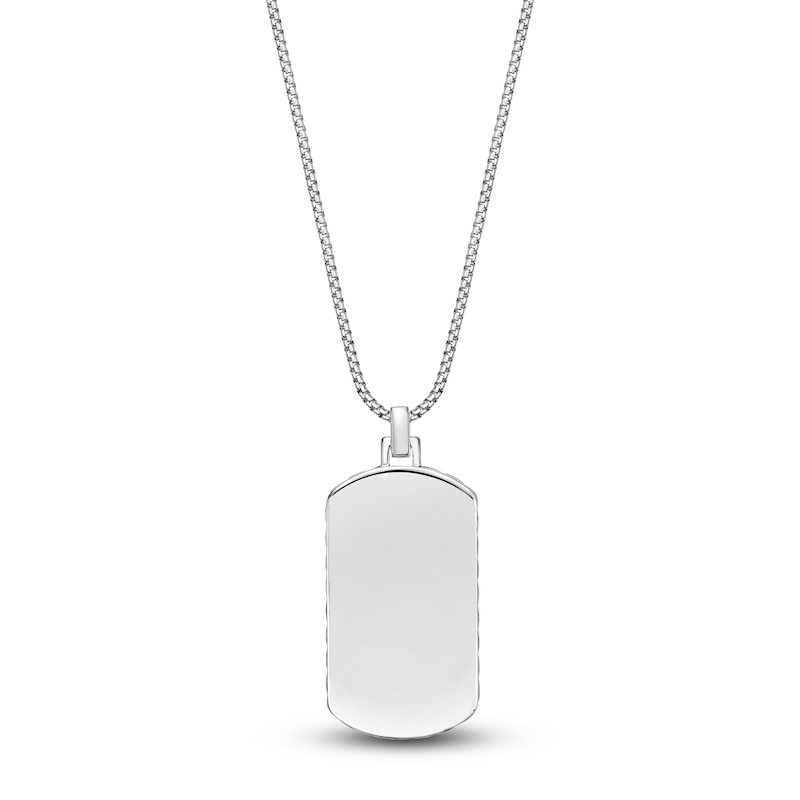 Main Image 3 of Men's Natural Howlite & Black Spinel Dog Tag Necklace Sterling Silver 24"