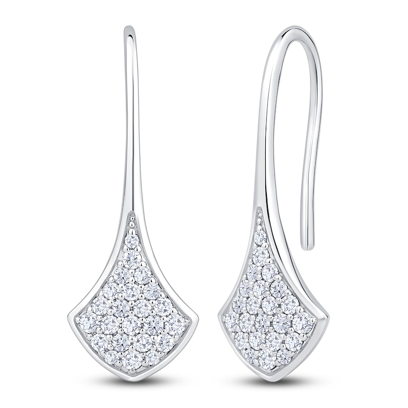 Main Image 2 of Diamond Pavé-Set Shield Drop Earrings 3/8 ct tw 14K White Gold