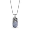 Thumbnail Image 1 of Men's Natural Black Onyx, Natural Black Mother-of-Pearl & White Lab-Created Sapphire Necklace Sterling Silver 24"