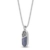 Thumbnail Image 2 of Men's Natural Black Onyx, Natural Black Mother-of-Pearl & White Lab-Created Sapphire Necklace Sterling Silver 24"