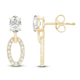 Oval-Cut Lab-Grown Diamond Doorknocker Earrings 2 ct tw 14K Yellow Gold