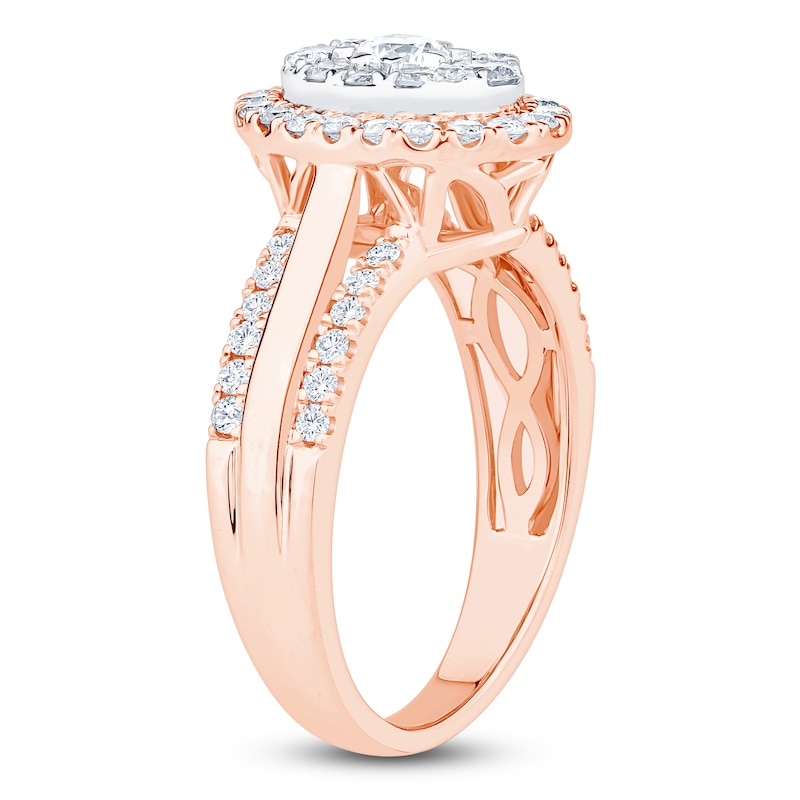 Main Image 2 of Brilliant Moments Multi-Diamond Oval Halo Engagement Ring 1 ct tw 14K Rose Gold