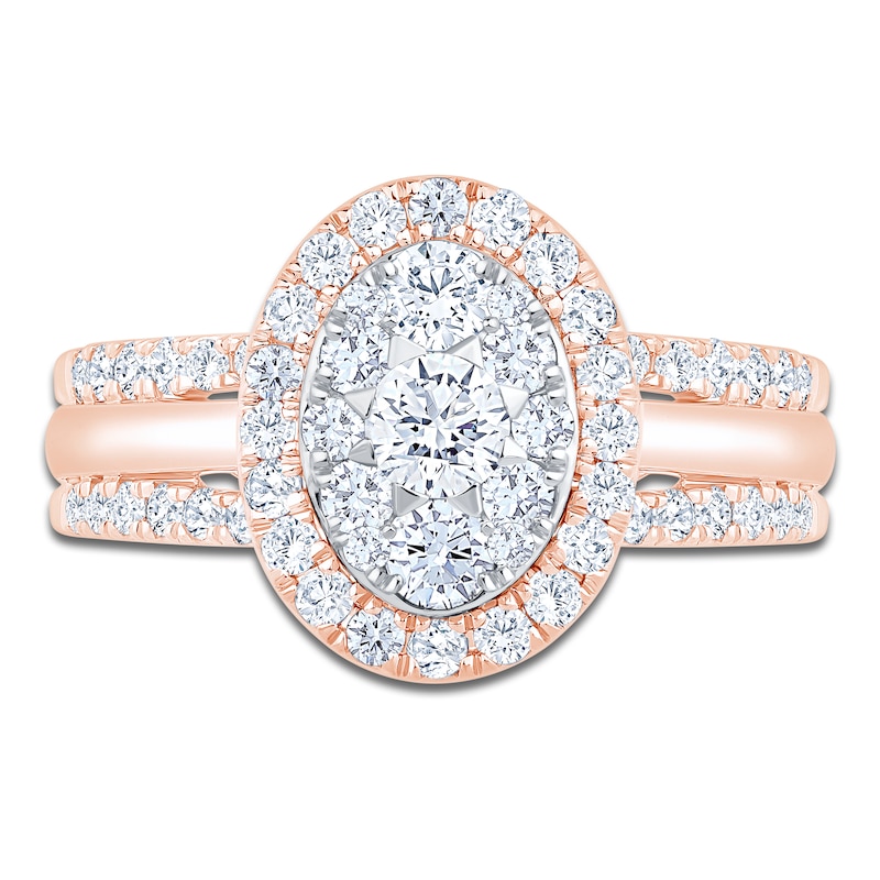 Main Image 3 of Brilliant Moments Multi-Diamond Oval Halo Engagement Ring 1 ct tw 14K Rose Gold