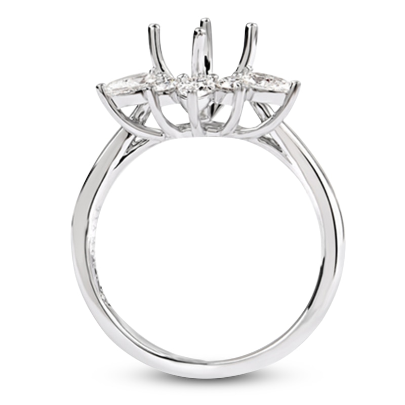 Main Image 2 of Storied Diamond Desert Sands of Eternity Pear-Shaped & Round-Cut Half-Halo Engagement Ring Setting 5/8 ct tw 18K White Gold