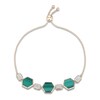 Thumbnail Image 1 of Hexagon-Cut Natural Malachite & Diamond Bolo Bracelet 1/4 ct tw 14K Yellow Gold 9"