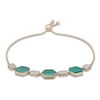 Thumbnail Image 2 of Hexagon-Cut Natural Malachite & Diamond Bolo Bracelet 1/4 ct tw 14K Yellow Gold 9"