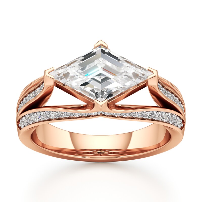 Main Image 1 of J'Lure Lab-Grown Diamond Lozenge Step-Cut Engagement Ring 2-3/8 ct tw 18K Rose Gold