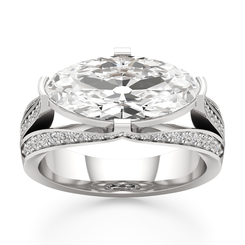 Main Image 1 of J'Lure Lab-Grown Diamond Moval Old-Cut Engagement Ring 3-1/2 ct tw 18K White Gold