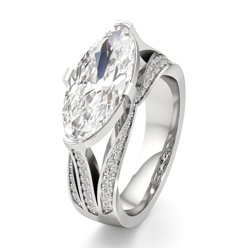 Main Image 4 of J'Lure Lab-Grown Diamond Moval Old-Cut Engagement Ring 3-1/2 ct tw 18K White Gold