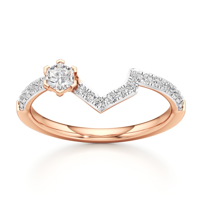 Main Image 1 of J'Lure Hexagon Brilliant-Cut Lab-Grown Diamond Contour Wedding Band 3/8 ct tw 18K Rose Gold