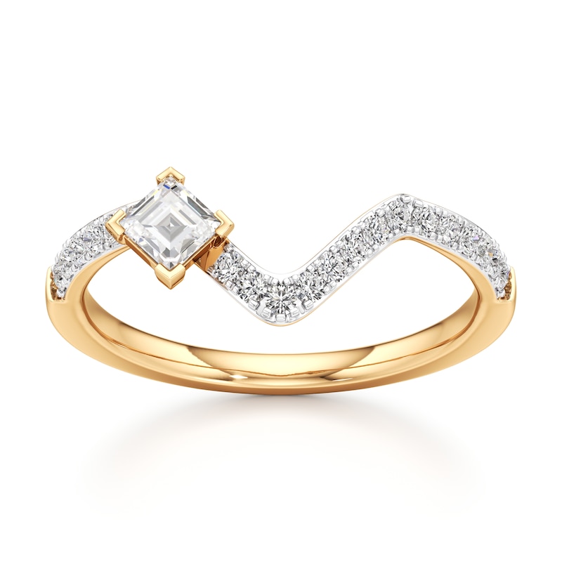Main Image 1 of J'Lure Carre Step-Cut Lab-Created Diamond Contour Wedding Band 3/8 ct tw 18K Yellow Gold