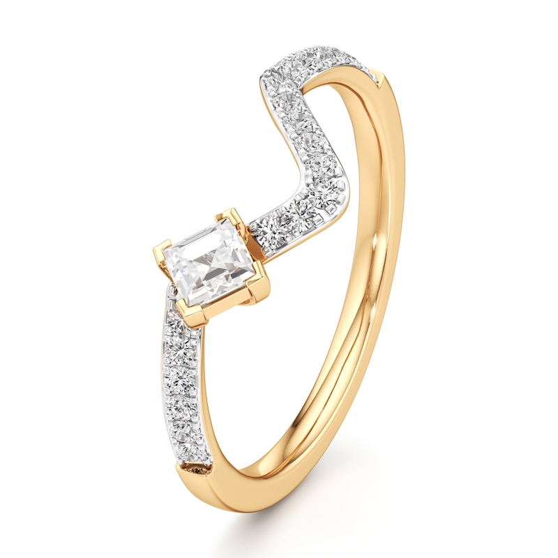 Main Image 4 of J'Lure Carre Step-Cut Lab-Created Diamond Contour Wedding Band 3/8 ct tw 18K Yellow Gold