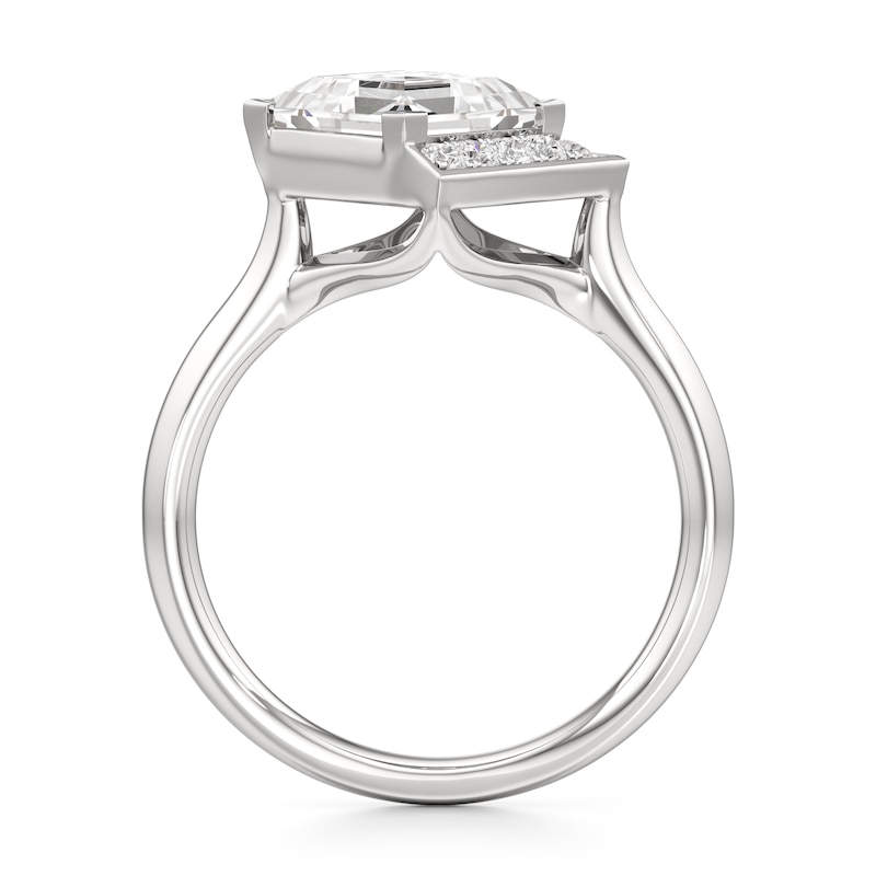 Main Image 2 of J'Lure Carre Step-Cut Lab-Grown Diamond Half-Halo Engagement Ring 2 ct tw 18K White Gold