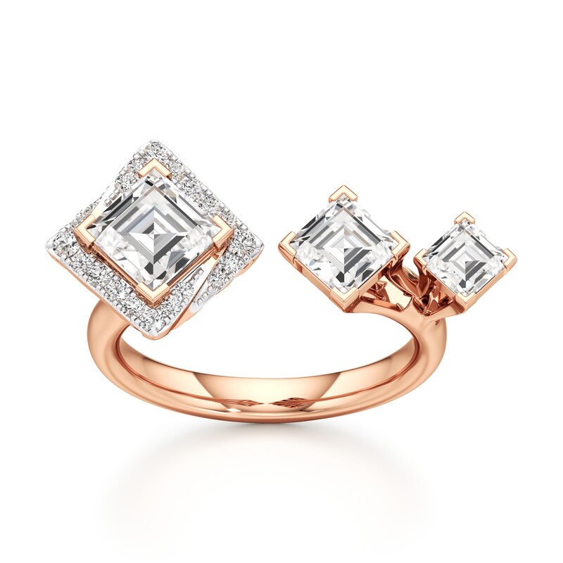 Main Image 1 of J'Lure Carre Step-Cut Lab-Grown Diamond Engagement Ring 2-1/6 ct tw 18K Rose Gold