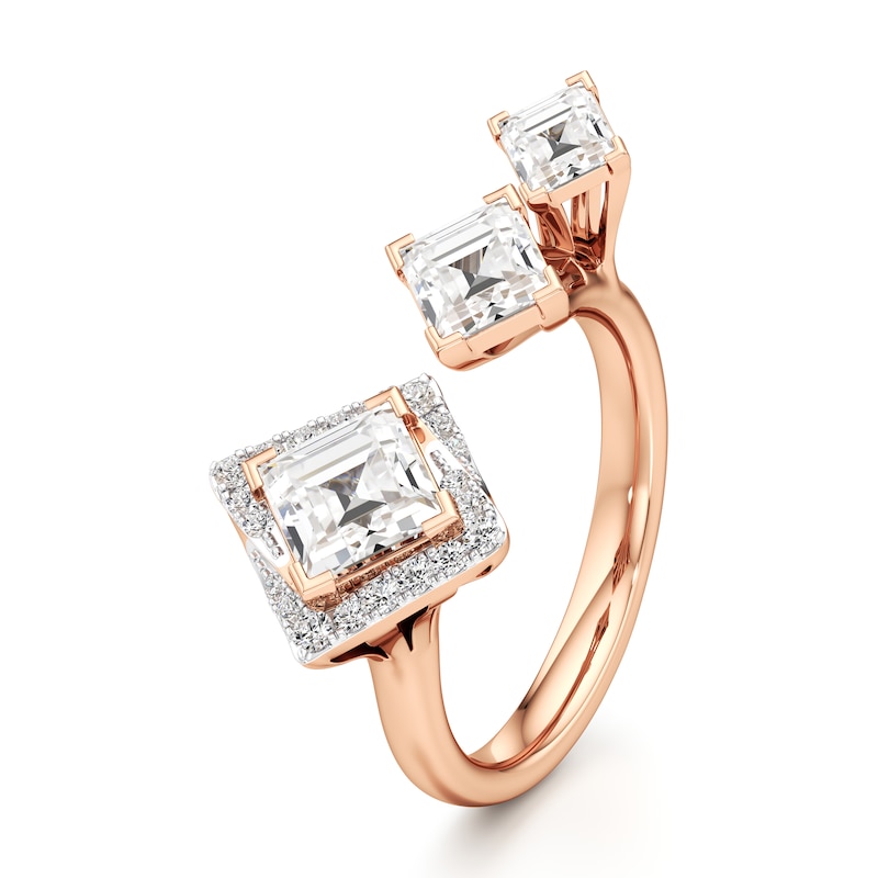 Main Image 4 of J'Lure Carre Step-Cut Lab-Grown Diamond Engagement Ring 2-1/6 ct tw 18K Rose Gold