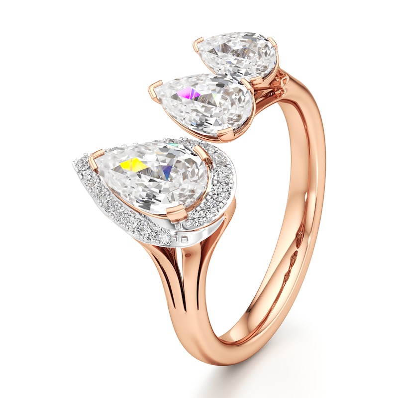 Main Image 4 of J'Lure Pear Step-Cut Lab-Grown Diamond Engagement Ring 2-1/5 ct tw 18K Rose Gold