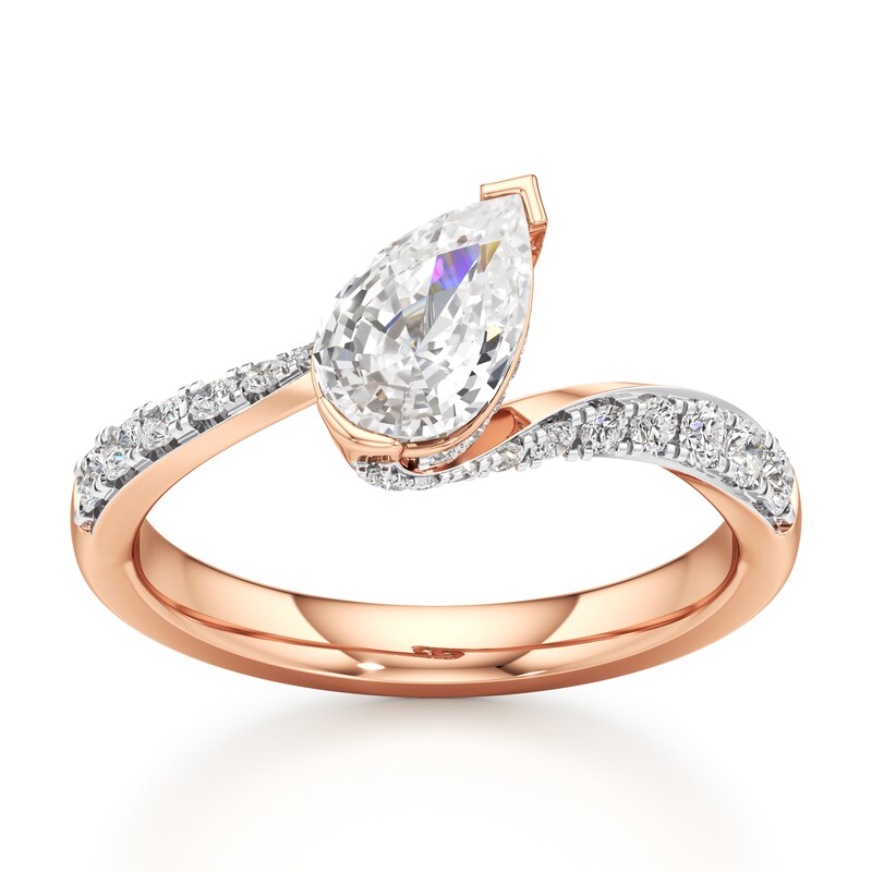 Main Image 1 of J'Lure Pear Step-Cut Lab-Grown Diamond Bypass Engagement Ring 1-3/8 ct tw 18K Rose Gold