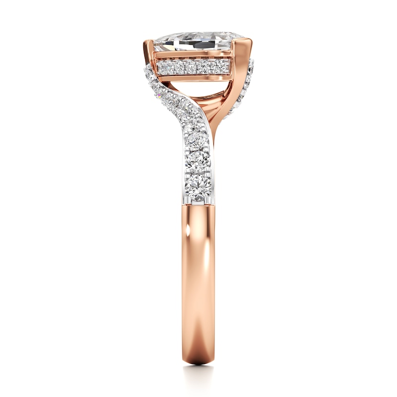 Main Image 3 of J'Lure Pear Step-Cut Lab-Grown Diamond Bypass Engagement Ring 1-3/8 ct tw 18K Rose Gold