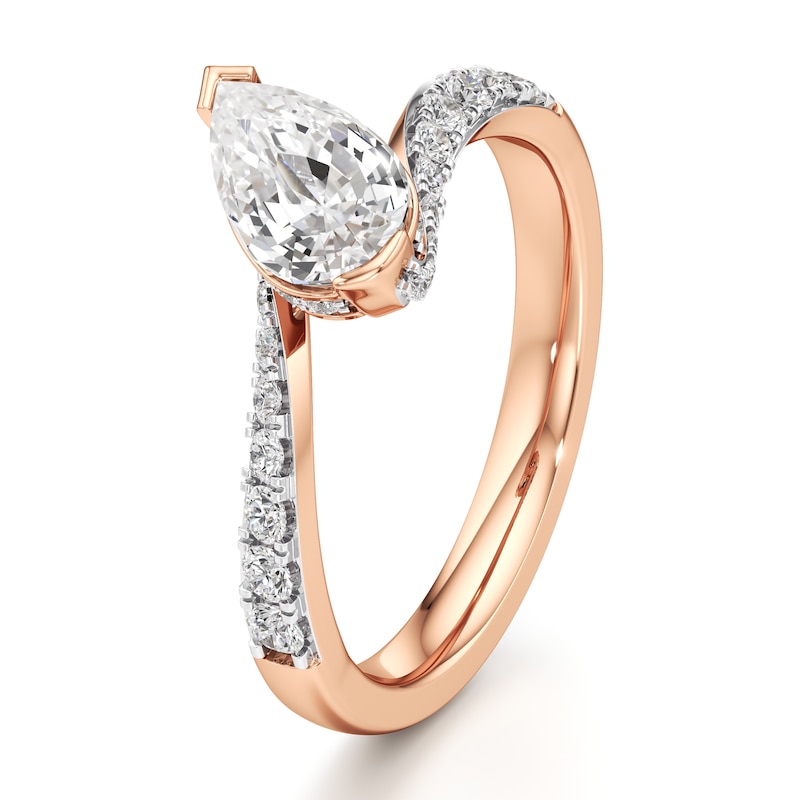 Main Image 4 of J'Lure Pear Step-Cut Lab-Grown Diamond Bypass Engagement Ring 1-3/8 ct tw 18K Rose Gold